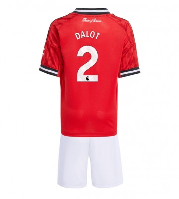 Manchester United Diogo Dalot #2 Replik Heimtrikot Kinder 2025-26 Kurzarm (+ Kurze Hosen)